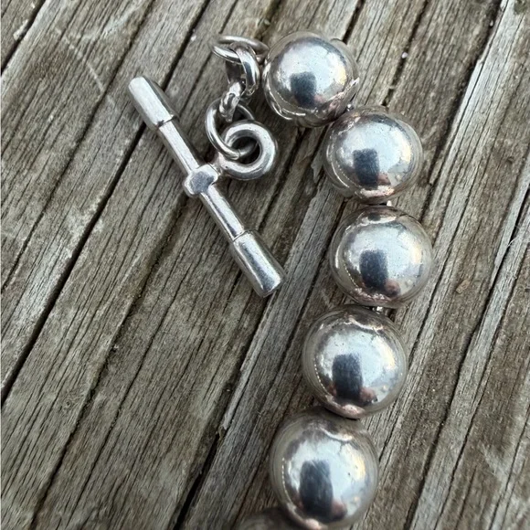 Vintage Milor 925 Italy Silver Ball Bracelet 7”-8” Toggle Clasp Preowned - Picture 6 of 14